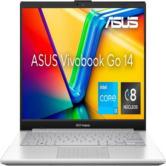 ASUS Laptop Vivobook Go 14 2024/E1404GA-NK004W/Core i3 12va/8GB RAM/512GB SSD/Pantalla 14" Full-HD/Resistencia Grado Militar/Number Pad/Teclado en Español (Garantía y Servicio en México)